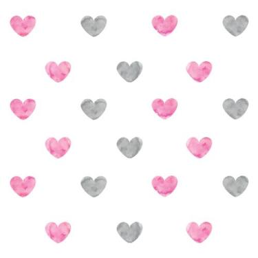 Imagem de Adesivo de Parede Corações Rosa e Cinza Infantil 55un - Quartinhos