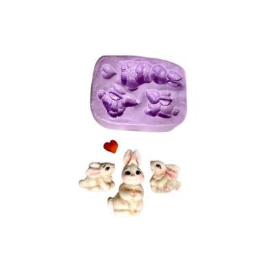 Imagem de F975 molde de silicone coelhos confeitaria biscuit - confeitaria dos m