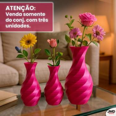 Imagem de KIt 3 Vasos PLA biodegradável em impressão 3D  toque moderno e ecológi