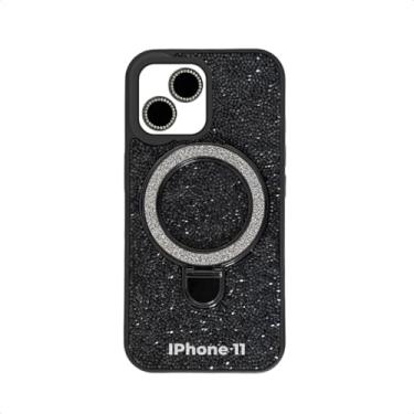 Imagem de Case Capa Capinha Party Com Suporte Para iPhone Brilhante Preto para iPhone (Preto, iPhone 11)