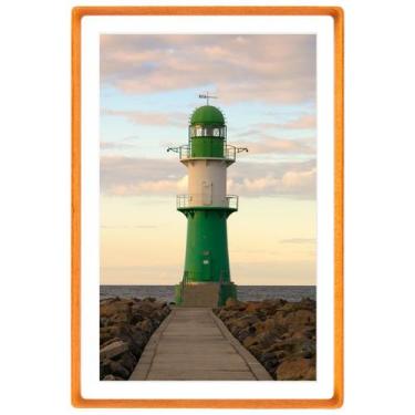 Imagem de Porta-retratos Zibrelte de madeira natural de teca 12x18 com acrílico