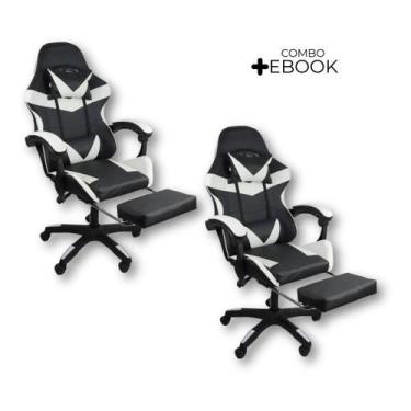 Imagem de Kit 2 Cadeiras Gamer Stillus Ergonômica com Apoio Para os Pés com Eboo