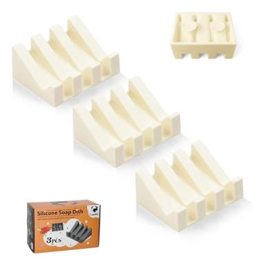 Imagem de Coipdfty Saboneteiras, Suporte De Silicone Para Ducha Com Sucção, Barra E Cascata Drenagem Automática Manter Tudo Organizado Limpo (3, Creme Branco)