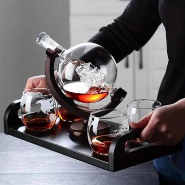 Imagem de Conjunto De Decanter De Uísque Em Forma De Globo, Carafe Sem Chumbo Co