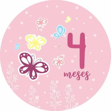 Imagem de Painel de Lona Redondo Mesversário Aniversário de 4 Meses Menina - Fab