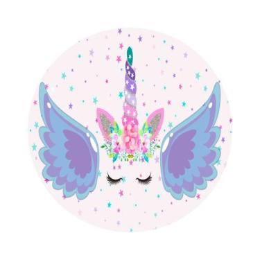 Imagem de Painel de Lona Redondo Unicórnio Lilás - Fabrika de Festa, 190x190cm