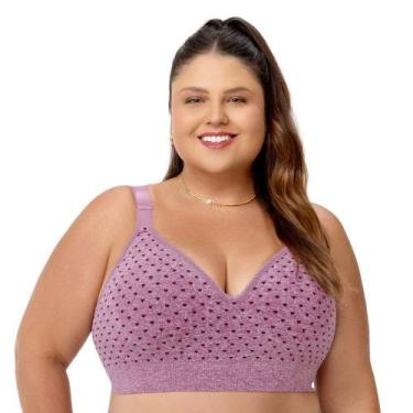 Imagem de Sutiã Comfort Jacquard com Bojo e Renda sem Costura Plus Size Marsala 