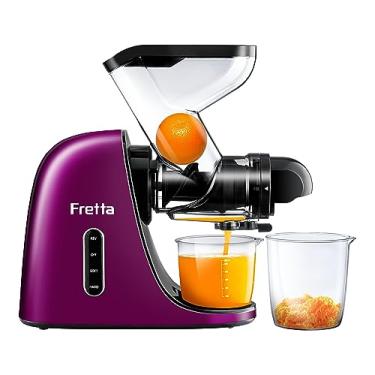 Imagem de Espremedor a frio, extrator Fretta de mastigação lenta, máquina de suco lento de alto rendimento para frutas e vegetais, densa em nutrientes e vitaminas, livre de BPA, fácil de limpar (roxo)