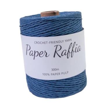Imagem de Esquirla Fita de papel de ráfia, corda de papel, fita de ráfia, fio para tricô manual, chapéu de praia, Azul Escuro