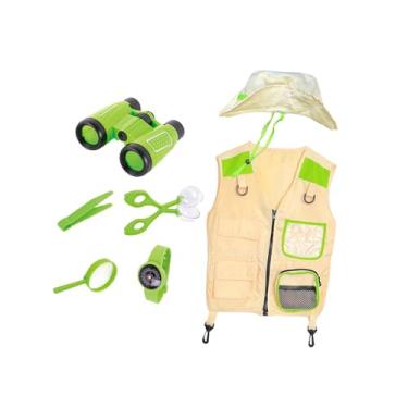 Imagem de simhoa Conjunto de fantasia infantil de explorador, colete e chapéu para cosplay de festa de Halloween, fantasia de quintal, adereços de dramatização para, Verde