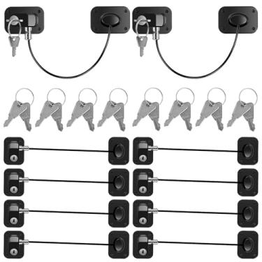Imagem de 10/6 peças de bloqueio de congelador à prova de crianças fechadura de geladeira com chave combo de bloqueio de geladeira autoadesivo seguro para crianças fechadura de geladeira para armários gavetas