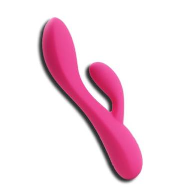 Imagem de plusOne Massageador pessoal vibrador duplo coelho, 10 configurações de vibração, silicone seguro para o corpo, impermeável, recarregável por USB, brinquedo sexual para mulheres e homens