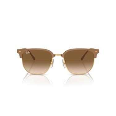 Imagem de Ray-Ban Óculos de sol femininos RB4416F Clubmaster Low Bridge Fit Square, Bege em ouro/marrom gradiente transparente, 55 mm