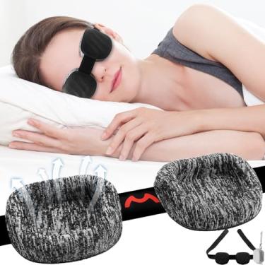 Imagem de Máscara de olho 3D para dormir máscara de dormir essencial de viagem para mulheres e homens ajustável com bolsa de armazenamento incluída para soneca de viagem (preto)