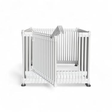 Imagem de Portãozinho para Cercadinho Multiuso Infantil e Pet 2 a 8 Módulos Dobrável Alturas 60cm 80cm Cores Preto e Branco Seguro Resistente e Atóxico (Branco, 80cm de Altura)