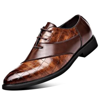 Imagem de ZUAUOOT Sapato Oxford masculino clássico moderno para negócios formal Derby, Marrom, 44