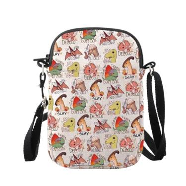 Imagem de WUSUANED Bolsa tiracolo de dinossauros engraçados, presente de dinossauro, para amantes de dinossauros, bolsa de ombro para fãs de animais, Bolsa engraçada de dinossauros