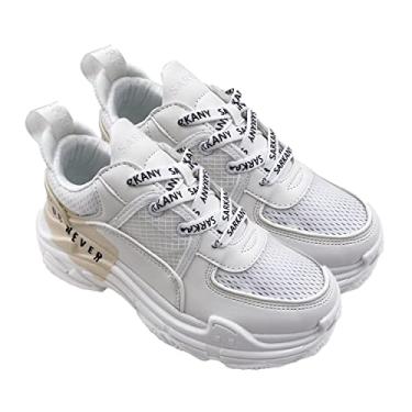 Imagem de RICKY SARKANY | Tênis feminino | Couro e couro sintético | Tênis de corrida feminino | Roupas estéticas - Sapatos femininos | Tênis feminino - Tênis feminino, Branco marm, 40