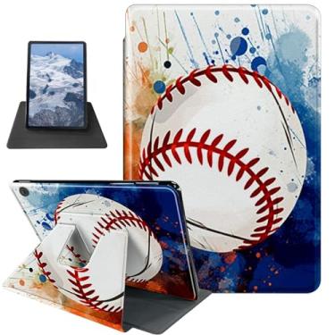 Imagem de Capa com estampa de beisebol para iPad 10.2, iPad 9ª geração 2021/iPad 8ª geração 2020/iPad 7ª geração 2019, suporte giratório de 360 graus, capa protetora com hibernar/despertar automático
