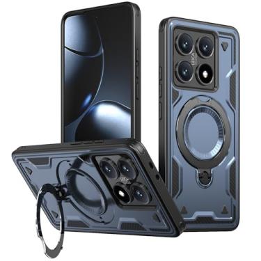 Imagem de SORAKA Capa para Xiaomi 14T Pro com suporte,compatível com MagSafe,Capa para Xiaomi 14T Pro com chapa de ferro Capa resistente que absorve choques Proteção contra quedas de nível militar