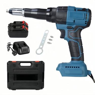 Imagem de Mefape Pistola de rebite sem fio, kit de rebite elétrico sem escova, pistola de porca de rebite cego automática portátil com 2 peças de bateria, 1 carregador para remoção de inserção de rebite de 1
