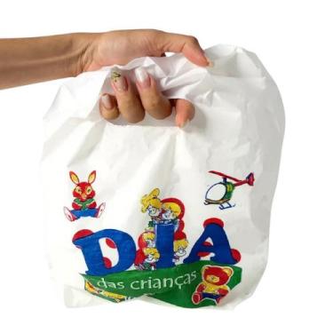 Imagem de 200 Sacola plástica dia as crianças 20x30 boca de palhaço - Genérica