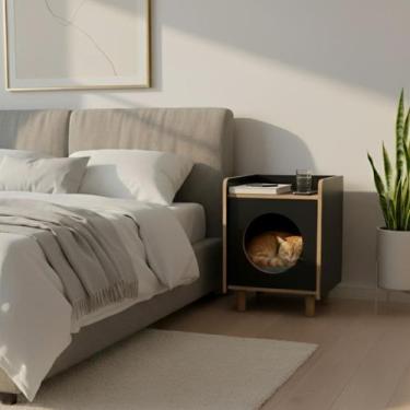 Imagem de Mesa de Cabeceira Pet em MDF 15mm Com Casinha Para Gato e Cachorro Apa