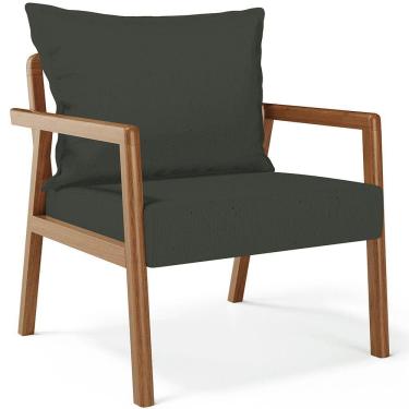 Imagem de Poltrona Decorativa Para Sala de Estar e Living Alícia B04 Linho Verde Musgo - Lyam Decor