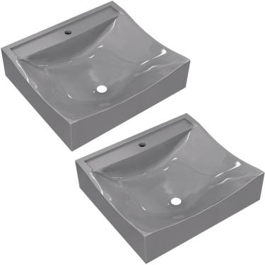 Imagem de Kit 02 Cubas de Apoio Quadrada Para Banheiro Lavabo C01 Q440 Cinza - Lyam Decor