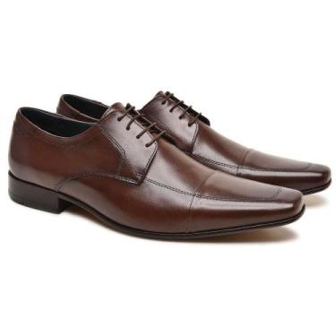 Imagem de Sapato Social Masculino em Couro Legitimo Clássico Bico Fino Sola de C