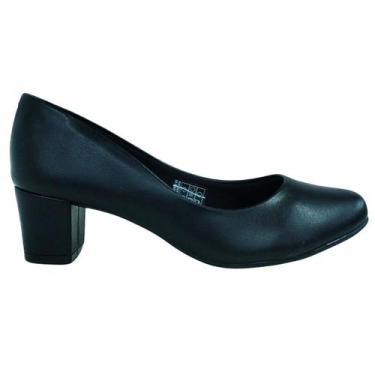 Imagem de Sapato Social Feminino Beira Rio Napa Salto Grosso Mocassim, 37, Napa 