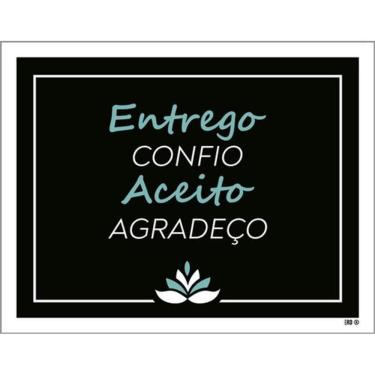 Imagem de Kit 10 Placas Entrego Confio Aceito Agradeço Flor 36X46