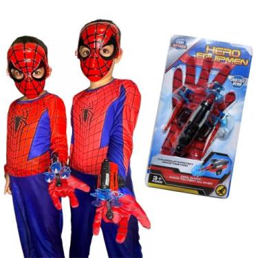 Imagem de Fantasia Infantil Homem Aranha Com Lança Teias e Máscara - RR STORE, M
