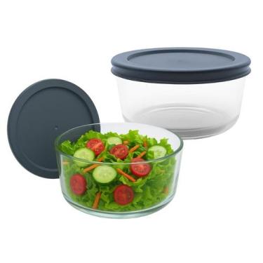 Imagem de Pote de Vidro Redondo Bowl C/ Tampa Hermética Marmita Vedação Fit 950m