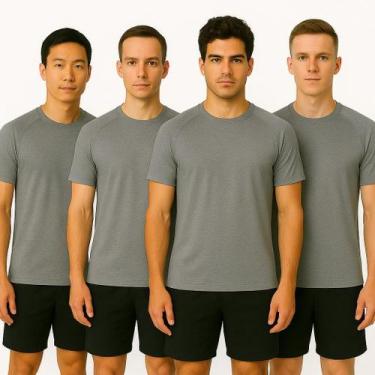 Imagem de Kit 4 Camisetas Fit Masculina Academia Treino Corrida Treino Básica Li