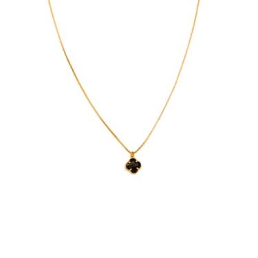 Imagem de Colar De Trevo Zircônia Preta Folheado Em Ouro 18k Softjoias