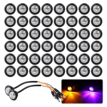 Imagem de TMH 50 peças de luz de marcador de cor dupla de âmbar a roxo com plugue conector - sinal de parada de seta auxiliar, luzes de bala de liberação de marcador lateral para caminhonete trailer pickup RV