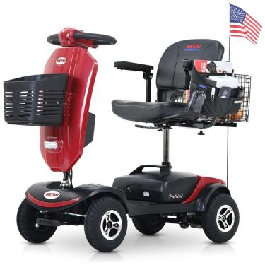 Imagem de Cadeira de Rodas Elétrica Dobrável Metro Mobility para Idosos, com Assento para Adultos, Bateria de Longa Duração, com Bandeira