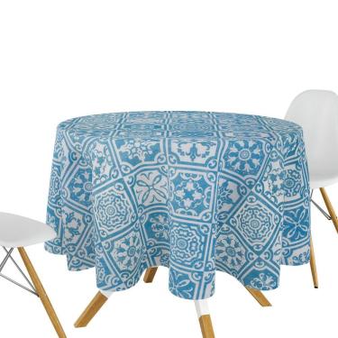 Imagem de Toalha Mesa TNT Festa Estampado Azulejo Portu Redonda