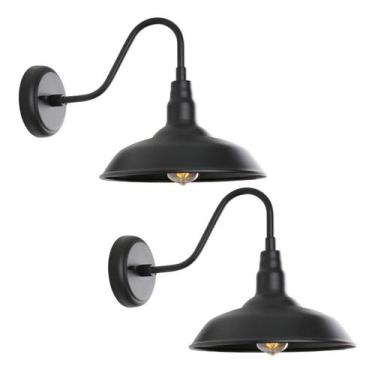 Imagem de Juego de 2 Lámparas de Pared para Exterior GOALPLUS 25x37 cm Negras Es