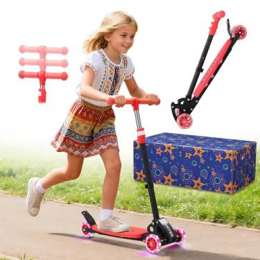 Imagem de Scooter, scooter de 3 rodas com estrutura de metal resistente, altura ajustável de 3 velocidades, rodas com iluminação LED, dobrável – Presente definitivo para meninos e meninas de 6 a 11 anos, limite