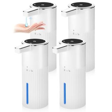 Imagem de Pacote com 4 Dispensadores de Sabão Automático Touchless, Dispensador de Lavagem de Mão com Sensor Inteligente de 382 g, Recarregável por USB e Ajustável para Pia de Banheiro e Cozinha, Listras