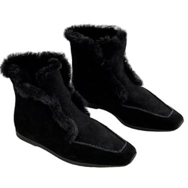 Imagem de Archicolor Botas de neve modernas, leves, quentes, nórdicas, de lã e pele de carneiro, sapatos femininos, sapatos femininos, Preto, 35