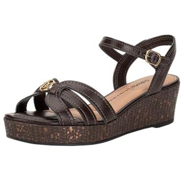 Imagem de Sandália Feminina Dakota Anabela Tiras Cruzadas Marrom 36