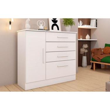 Imagem de Cômoda Casal Chicago c/ 1 Porta e 4 Gavetas Branco/Neve - Tcil Móveis