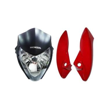 Imagem de Kit Farol Cb300 Frontal Carenagem Lateral Bananinha Vermelha - S PARTS