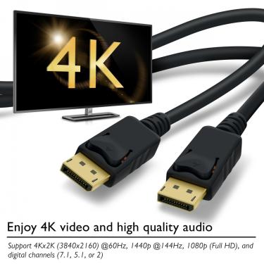 Imagem de Js Tech Cabo Displayport 1.4A G-Sync 144Hz 8K 1.8M Blindado