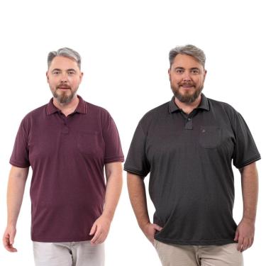 Imagem de Kit 2 Camisa Polo Masculina Plus Size Pique com Bolso Casual-Masculino