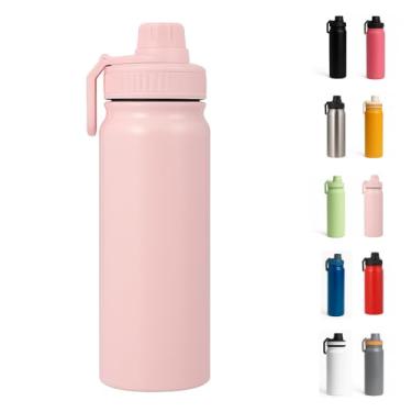 Imagem de Garrafa Térmica Inox 800 ml Isolamento Vácuo 12h Frio 8h Quente Tampa Esportiva Antivazamento (Rosa bebê)