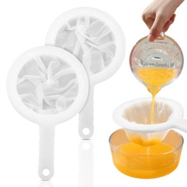Imagem de 2 coadores de malha de nylon, filtros de alimentos de plástico ultrafino, malha 100/200 para leite, suco, iogurte, chá, café, ferramentas de filtragem de cozinha